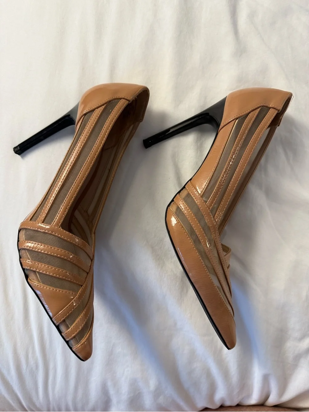 ZARA Brown Strappy Pointed-Toe Leather Pumps